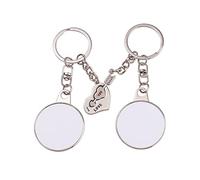 BUBEFSKD Trasferimento termico, materiale di consumo vuoto, chiave in metallo, per portachiavi, coppie, romantica, regalo per compleanno, Natale, sublimazione, Blanker, portachiavi in metallo, Rotondo