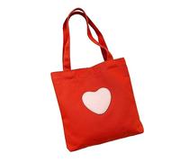 BUBEFSKD Versatile tela Love Heart Borse a tracolla Borsa per la spesa perfetta per lo shopping e incontri borsa a tracolla in tela per le donne, Colore: rosso