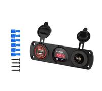 BUBEFSKD Voltmetro Digitale per Auto 12V-24V Pannello LED 3 in 1 Combinazione Prese Doppia Porta USB per Auto Tecnologia Ricarica Rapida