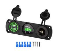 BUBEFSKD Voltmetro Digitale per Auto 12V-24V Pannello LED 3 in 1 Combinazione Prese Doppia Porta USB per Auto Tecnologia Ricarica Rapida