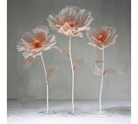 Bubinblau Champagne,B, Decorazione Floreale Enorme in Seta Artificiale da 170 cm/5,6 Piedi, Fiori di Rosa Giganti, Grandi Fiori Finti con Base in Metallo, Decorazioni per Feste di Matrimonio