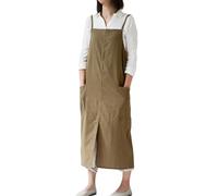 Bubmari Grembiule Da Cucina Donna In Cotone E Lino Stile Giapponese, Pettorina Impermeabile Con Tasche Frontali E Retro Ad H Per Fioraio, Caffetteria E Arte(Brass)