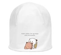 Bubu Dudu Even When I'm Grumpy Ande Stressed Berretto unisex in cotone elasticizzato bianco morbido bianco