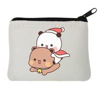 Bubu Dudu Merry Christmas - Portamonete in neoprene, 12 x 9 cm, colore: Bianco