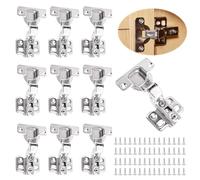 Bubuny 10PCS Cerniera per Mobili, Freddo Rotolamento Cerniera con Viti, Cerniere del Gabinetto, 110° Battuta Esterna, con Chiusura Automatica, con Ammortizzatore Idraulico per Porte, Cucina