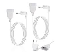 Bubuny 2 Pezzi Cavo di Prolunga Europea 2.5A 250V 1m, Curva a 90° Prolunga Cavo di Rete, Connettore Presa Euro per Elettrodomestici, Lampada, Spina di Ricarica, TV, PC