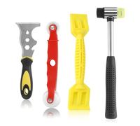 Bubuny Kit di 4 strumenti per vetri delle finestre, con scalpello multiuso 13 in 1, martello in plastica, paletta per vetri, kit di funzioni per finestre, porte e finestre