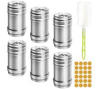 Bubuyun 6pcs Barattoli Spezie Contenitore per Spezie per Barbecue in Acciaio Inox Contenitore di Spezie per Cucina Vasetti per Spezie per Sale, Pepe, Condimenti, per Campeggio, Ristorante