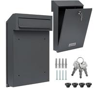Buca per lettere a muro per cancello, modello C4, con estrazione posteriore, doppia recinzione a doghe (grigio antracite opaco RAL 7016)