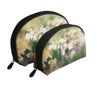 Bucaneve primaverile selvaggio, Borsa per trucco a conchiglia Portamonete da donna Borsa da toilette piccola Borsa per cosmetici 2 pezzi