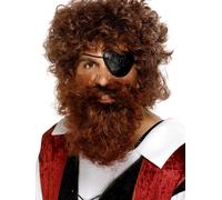 Bucaniere Pirata Ricci Barba Nero Grigio Marrone Adulti Costume Accesso