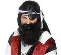Bucaniere Pirata Ricci Barba Nero Grigio Marrone Adulti Costume Accesso
