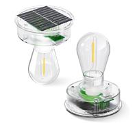 BUCASA 2 Pezzi Ricambio Luci Solari da Giardino, 8cm Lanterne Solari di Ricambio Superiore con Lampadina LED Luminoso, Trasparente Pannello Solare di Ricambio per Lampade Solari da Giardino Fai Da Te