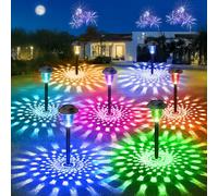 BUCASA 8 Pezzi Lampade Solari da Giardino, Luci Solari Esterno con Colorato LED e Luce Bianca Calda, Impermeabile Luce Solare LED Esterno per Prato Patio Cortile Regalo