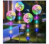 BUCASA Lampade Solari da Giardino, 4 pezzi Luci Solari Esterno Dandelion con Cambio di Colore LED, IP65 Impermeabile Luce Solare LED Esterno Fiore per Prato, Balcone