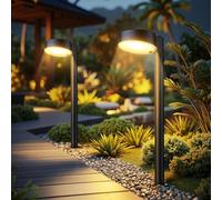 BUCASA Lampade solari per esterni da giardino, 6 x 12 LED, luci solari luminose per esterni con tempo di lavoro più lungo, IP65, impermeabili, luci solari da giardino, decorazione per prato, terrazza