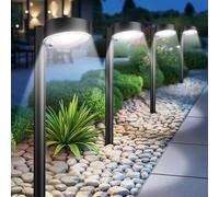 BUCASA Lampade solari per esterni da giardino, 8 x 12 LED, luci solari luminose per esterni con tempo di lavoro più lungo, IP65, impermeabili, decorazione per prato, terrazza, cortile, balcone, bianco