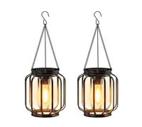 BUCASA Lanterne solari da giardino all'aperto, con catena e gancio, in metallo impermeabile, per vialetto