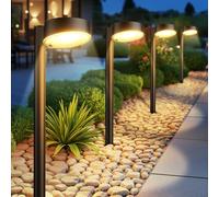 BUCASA Luci Solari da Giardino, 4 Pezzi Moderne Lampada Solare da Esterno con Luci LED Super Luminose, Impermeabili Luce Solare LED Esterno Decorazione per Prato, Patio, Cortile, Regali (4)