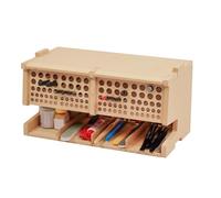 Bucasso Rack di legno per la conservazione degli strumenti del kit di modellismo con 100 fori, supporto per pennelli/strumenti, adatto per strumenti Tamiya/Gundam, GK6