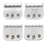 Bucchelli Confezione da 4 lame staccabili serie A (10 o 1,5 mm), (30 o 0,5 mm); (5F o 6,4 mm); (7F o 3,2 mm)) Lame per toelettatura cani in acciaio carbonizzato giapponese per cani, cavalli e gatti