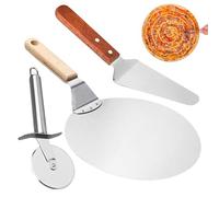 Buccia per pizza, piccola buccia per pizza,3 pezzi di strumenti portatili per la cottura della pizza | per pizza, taglierina basculante per pizza, utensili da forno per pizza con manico d