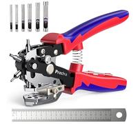 Buchi Cintura Preciva, set di pinze per punzonatura a bordo dritto a forma di V bicolore rosso e blu con perforatore da 3/4/5/6/7/8 mm, testa girevole con foro a V solido a 6 fori