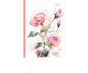 Buchkalender Style Roses 2027: Taschenkalender A5 (14,5x21 cm) - Tagesplaner mit Zeiteinteilung, Leseband, Notizbereich & Monatsübersicht, für Beruf, Schule & Alltag
