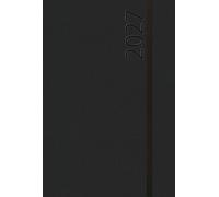 Buchkalender Wochentimer Spirale schwarz 2027: Terminplaner groß. DIN A5 Terminkalender Ringbuch mit Wochenkalender und Gummiband.