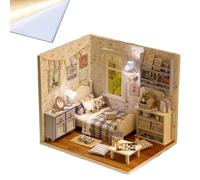 Buchnook - Kit da costruzione 3D con illuminazione a LED, per la casa delle bambole fai da te come fermalibro, in miniatura in scatola, in legno, per la decorazione di scaffali e regalo con tappo