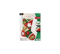 Bucilla 89261E Kit per calza di Natale in feltro, elegante patchwork, 18", cotone