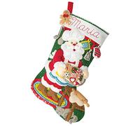 Bucilla Applique in feltro da 45,7 cm, kit per realizzare calze di Babbo Natale, pan di zenzero, perfette per arti e mestieri fai da te, 89312E