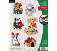Bucilla Christmas Dogs Felt Applique Ornament Kit Set of 6