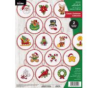 Bucilla Counted Cross Stitch - Set da 2,75", rotondo, 30/Pkg-Classic Christmas Ornaments (14 Count)