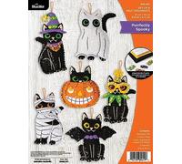 Bucilla Felt Ornaments Applique Kit Set Of 6-Purrfectly Spooky 89649E