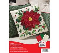 Bucilla Felt Pillow Applique Kit 10" Square-Elegant Poinsettia