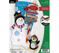Bucilla Felt Stocking Applique Kit 18" Long-Destination North Pole - 89594E