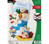 Bucilla Felt Stocking Applique Kit 18" Long-Polar Bear Buddies