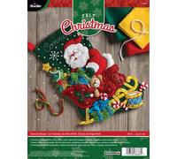 Bucilla Felt Stocking Applique Kit 18" Long-Santa's Sleigh