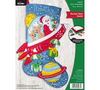 Bucilla Feltro Applique Natale Calza Kit Rocket Ship Santa, 45,7 cm, Cotone