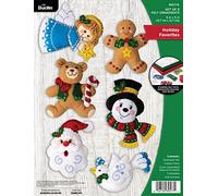 Bucilla, Holiday Favorites, Felt Applique 6 Piece Ornament Making Kit, Perfect for DIY Arts and Crafts, 89577E