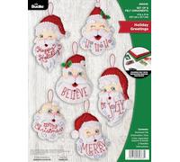 Bucilla, Holiday Greetings, applique in feltro da 6 pezzi, kit di ornamenti, perfetto per progetti fai da te e artigianato, 89663E