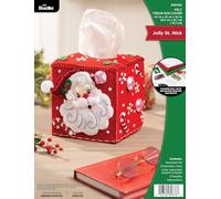 Bucilla Kit di copertura per scatole di tessuti per applique in feltro, Jolly St. Nick, perfetto per le arti e i mestieri fai-da-te in vacanza, 89678E