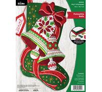 Bucilla, Poinsettia Bells, Felt Applique 18" Stocking Making Kit, Perfect for DIY Arts and Crafts, 89595E
