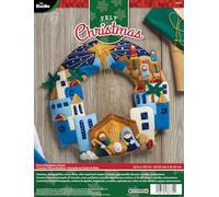 Bucilla Felt Applique Wreath Town of Bethlehem-Kit di Decorazioni in Feltro per Ghirlanda, Multicolore, 29.84 x 22.86 x 4.57 cm