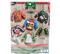 Bucilla Ugly Sweater Ornaments - Kit di applique in feltro, multicolore, 29,89 x 22,86 x 4,57 cm
