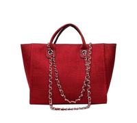 Bucket Bag Tide Chain Tote Bag Hand-Held Shoulder Diagonal Crossbody Bag(Middle Red)
