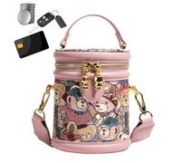 Bucket Bags For Women Small - Retro Bear Adjustable PU Leather Pouch
