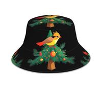 Bucket Hat Bird On The Christmas Tree Pattern Cappelli alla Pescatora Confortevole Cappello da Pescatore Classico Cappello da Pesca per Sport Escursionismo Campeggio