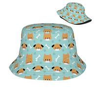 Bucket Hat Cane Corgi Blu dei Cartoni Animati Pieghevole Cappello da Secchio Trendy Cappello da Pescatore per Golf Calcio Sport